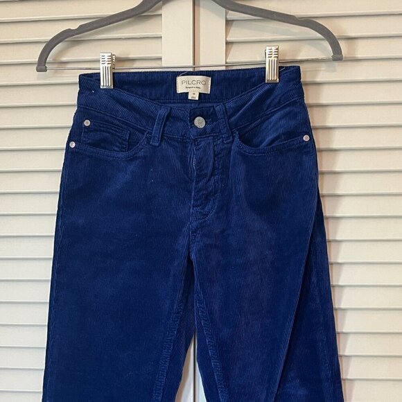 NWT Anthropologie THE YAYA MID-RISE CORDUROY CROP FLARE JEANS BY PILCRO blue 25 - Picture 4 of 13